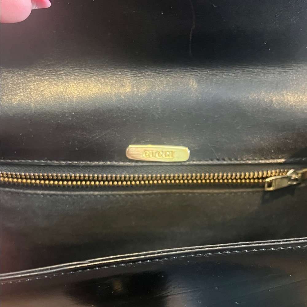 Vintage 70’s Gucci Black Leather handbag w/ Chain - Picture 11 of 13